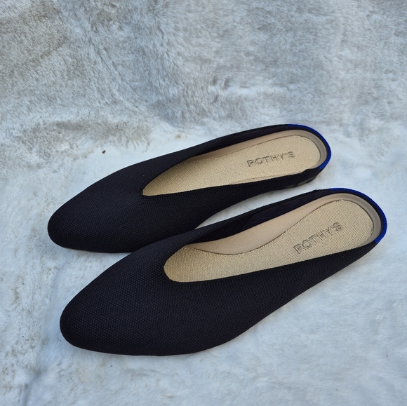 Rothy's The Almond Demi in Black Flats Knit Mules Slip On Sz 9 - Picture 1 of 5